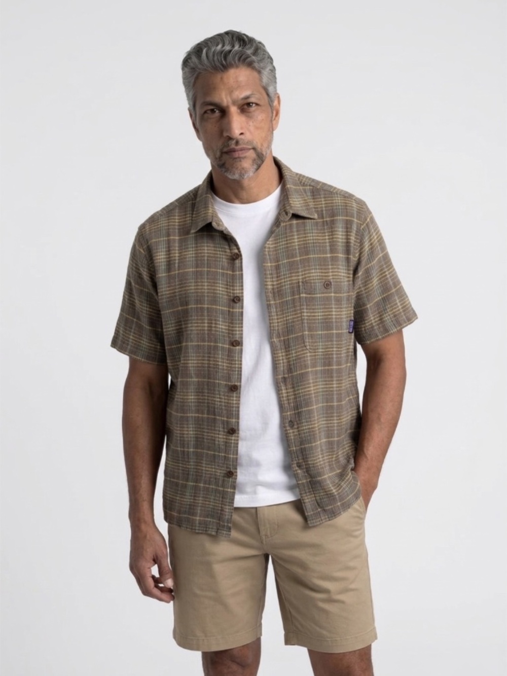 Men’s Patagonia Organic Cotton Plaid Button-Down Shirt - Size Large - Earth Tone
